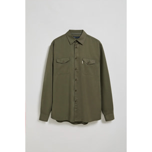 Camisa Franklin color caqui con bolsillos regular fit