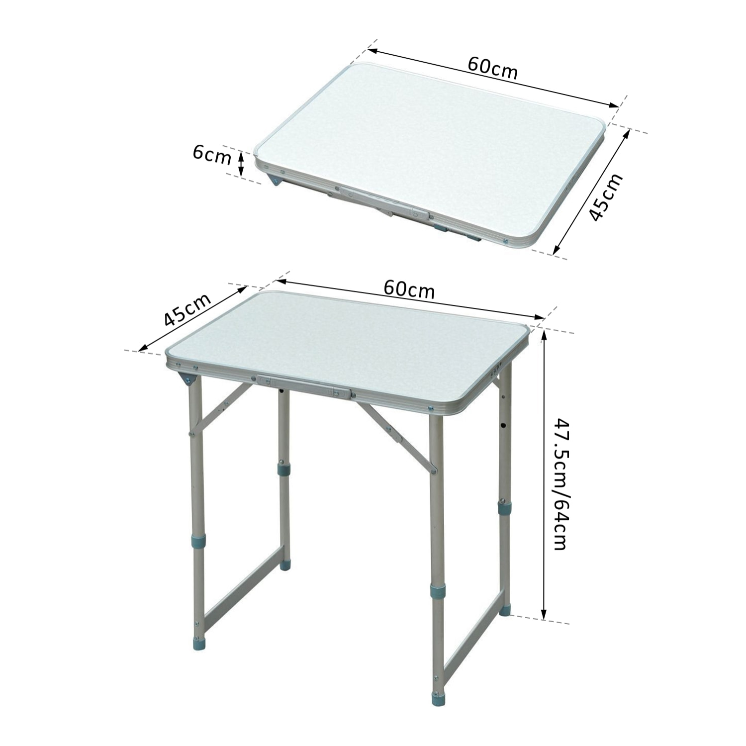 Mesa Plegable como Una Maleta para Playa Camping 60x45x64cm Aluminio Ajustable