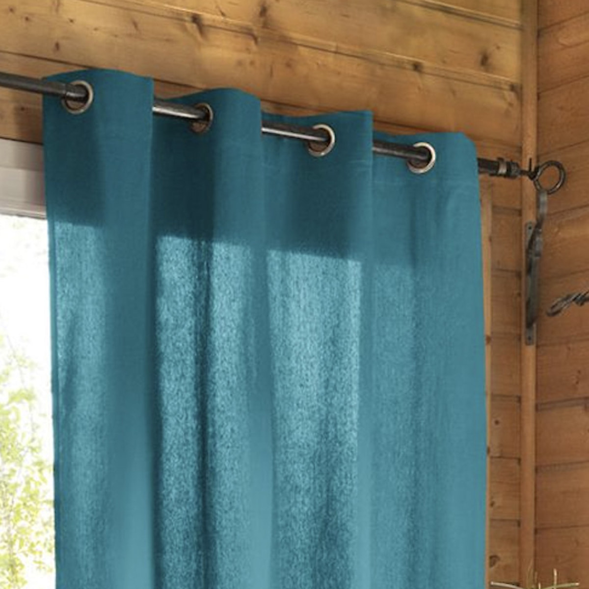 Rideau uni 100% coton Paon