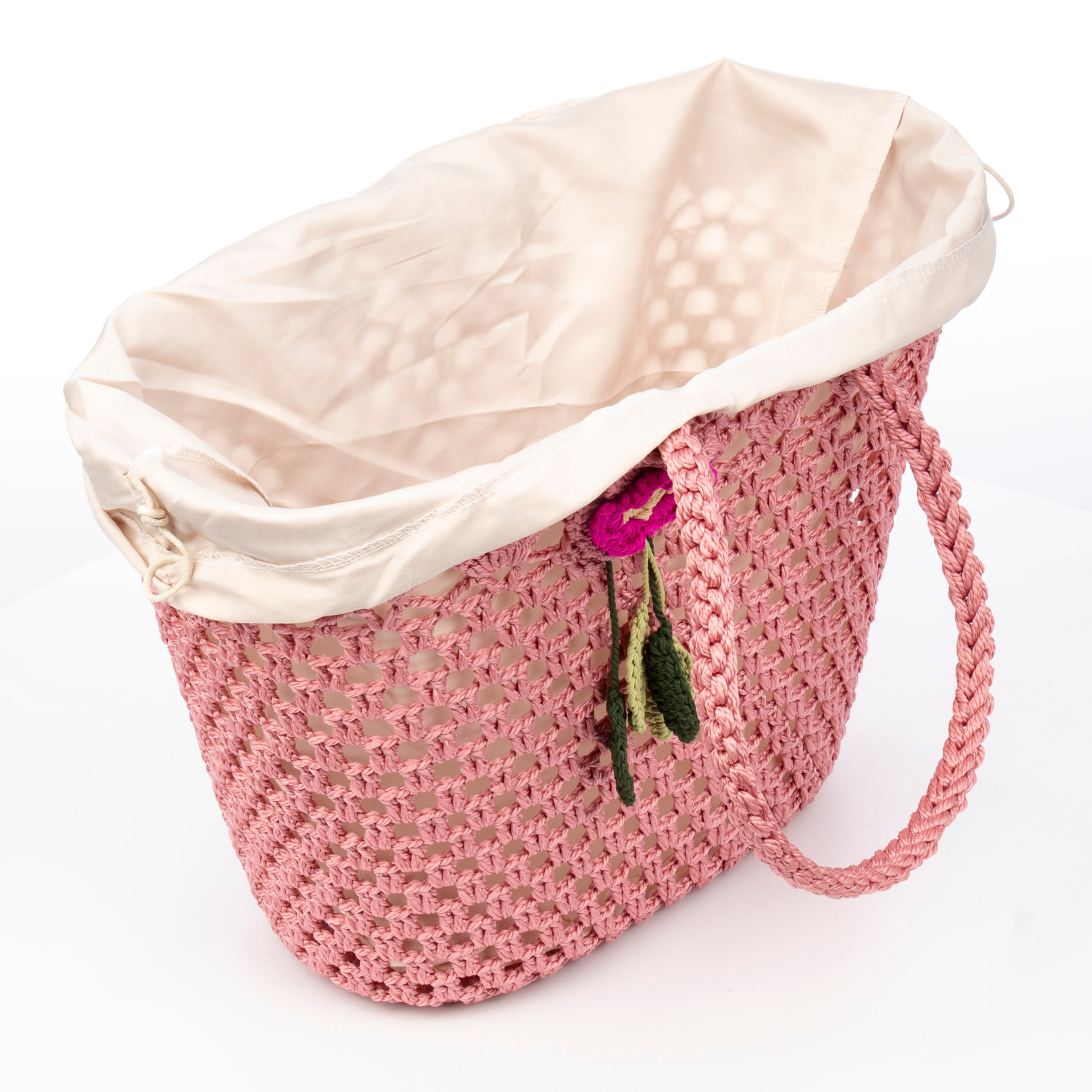 Zeccone borsa a spalla donna. Realizzata in cotone, con frangia decorativa.