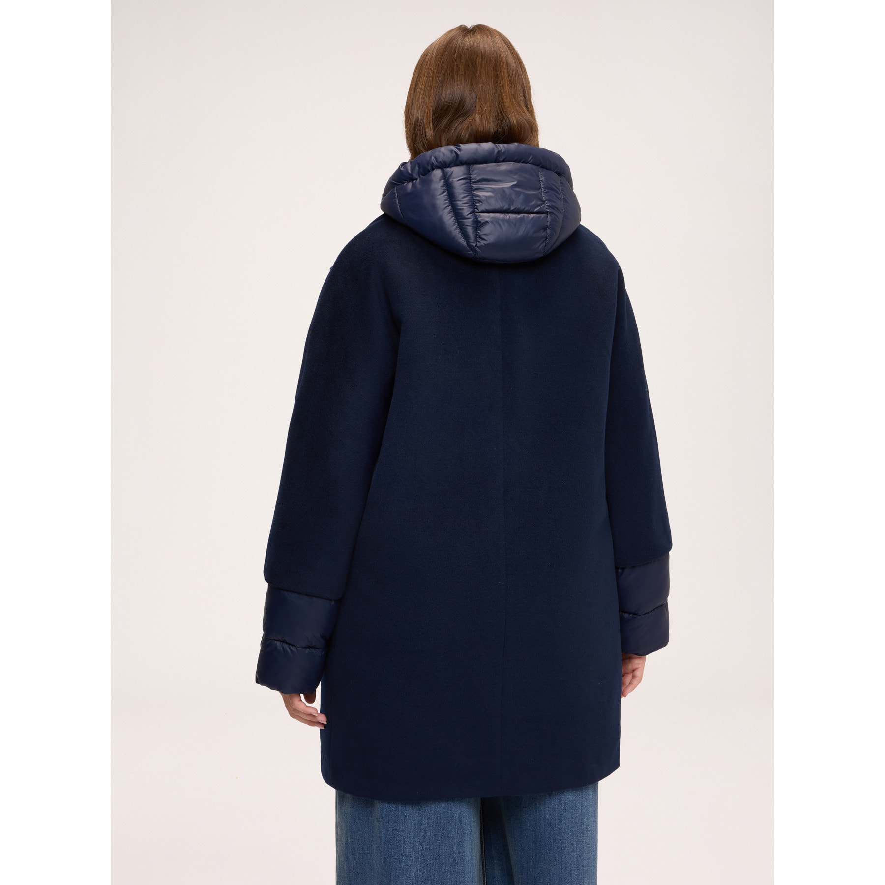 Fiorella Rubino - Piumino bimaterico con cappuccio - Blu