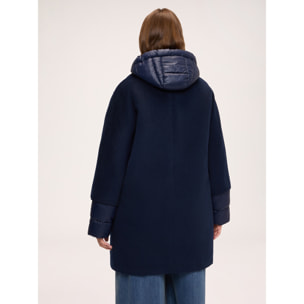 Fiorella Rubino - Piumino bimaterico con cappuccio - Blu