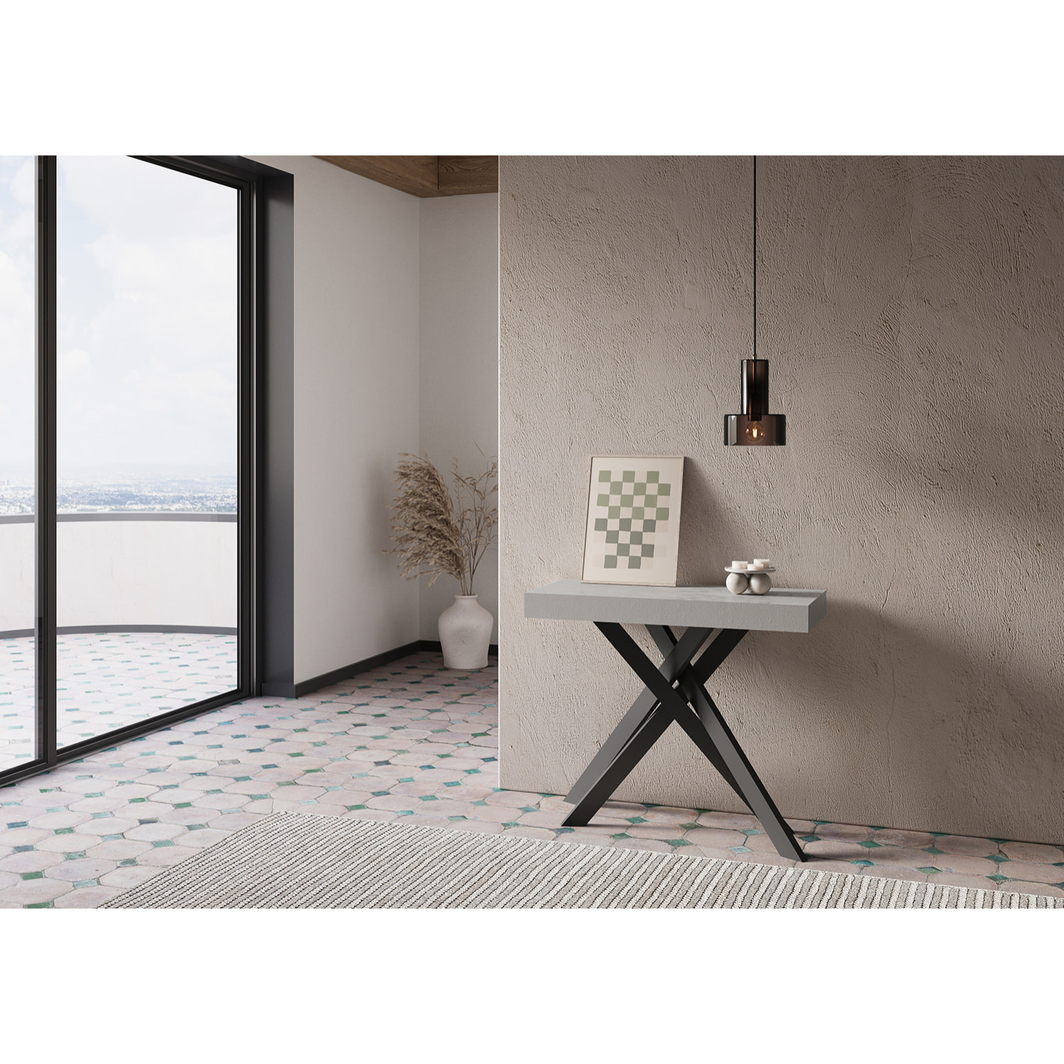 Consolle allungabile 90x40/196 cm Krack Small cashmere gambe antracite