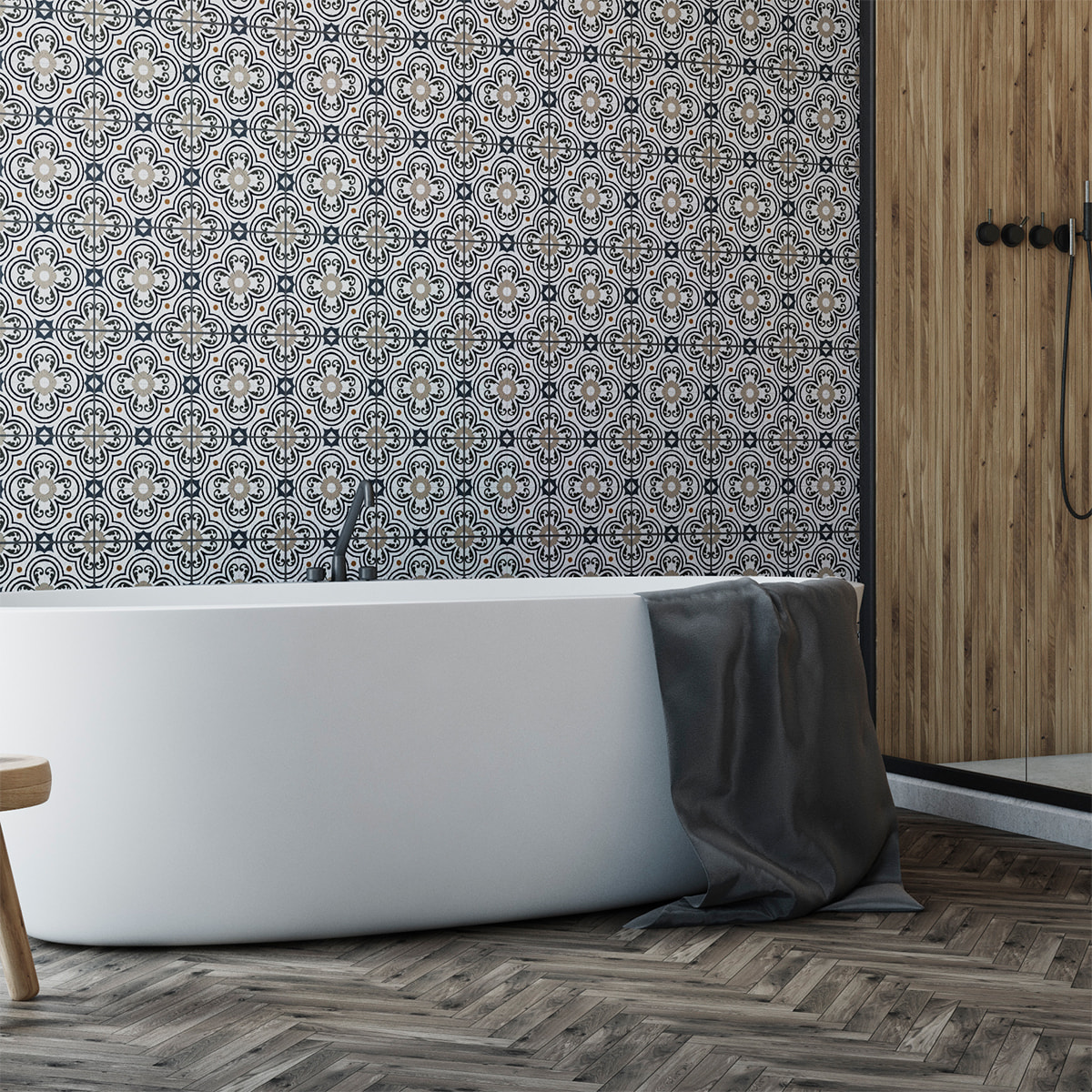 Stickers muraux - Sticker Mural Carrelage adhésif Cuisine Salle de Bain - 24 STICKERS CARREAUX DE CIMENT AZULEJOS GRACIANO
