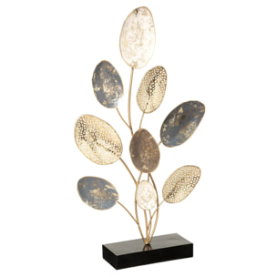 Objet déco "Feuilles" - métal - argent & doré H53 cm