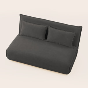 Candice - Banquette 2 places convertible clic-clac en velours côtelé - Gris foncé