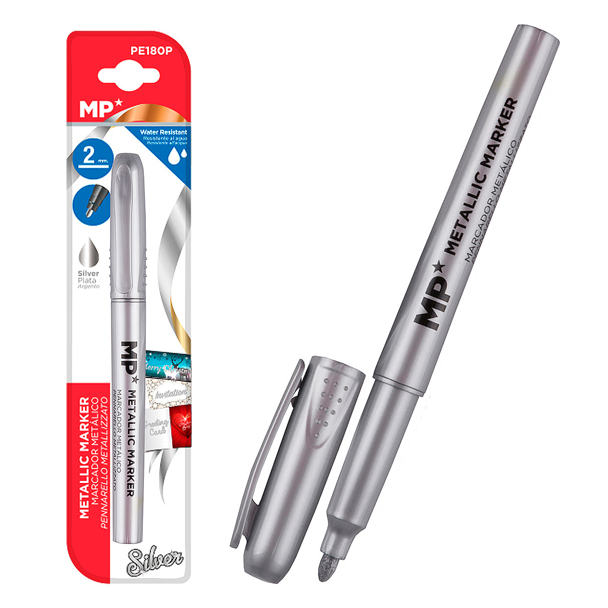 PACK 12 MARCATORI METALLIZZATI ARGENTO