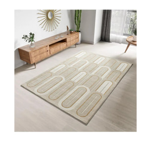 FLORA Alfombra geométrica con relieve en tonos beige, varias medidas disponibles