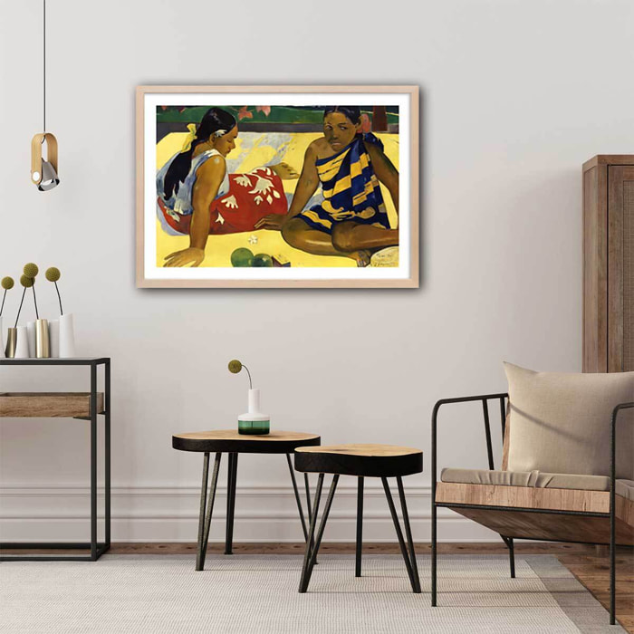 Poster Les nouvelles du jour - Parau api par Paul Gauguin Affiche + cadre en bois - Chêne