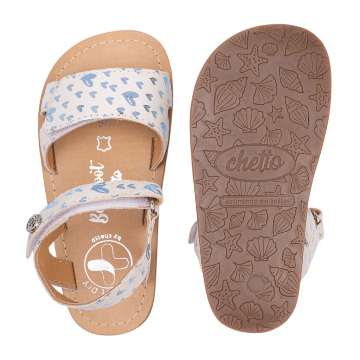 SANDALIA BAREFOOT PIEL CHETTO ESTILO CLÁSICO CORAZONES
