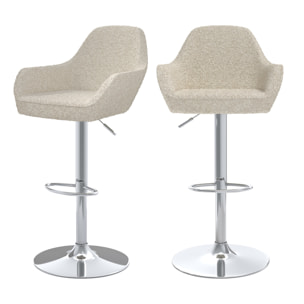 Lot de 2 chaises de bar effet laine bouclette blanc cassé 63/83 cm - Adam