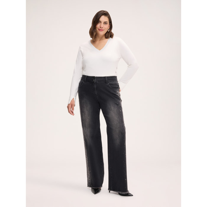 Fiorella Rubino - Jeans regular estampado de encaje - Gris