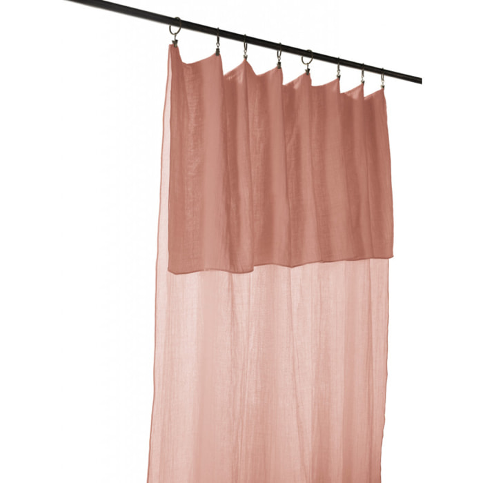 Lot de 2 rideaux ajustable + 8 anneaux pince "Gaîa" 140 x 300 cm "Gaze de Coton" - Gaïa Rose Pêche