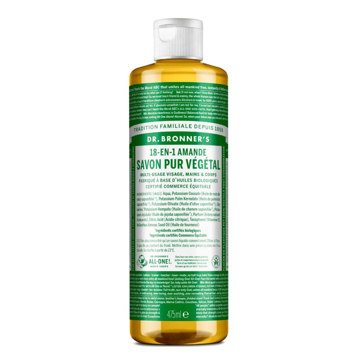 Savon liquide Amande - Un savon de Castille liquide naturel 18-en-1