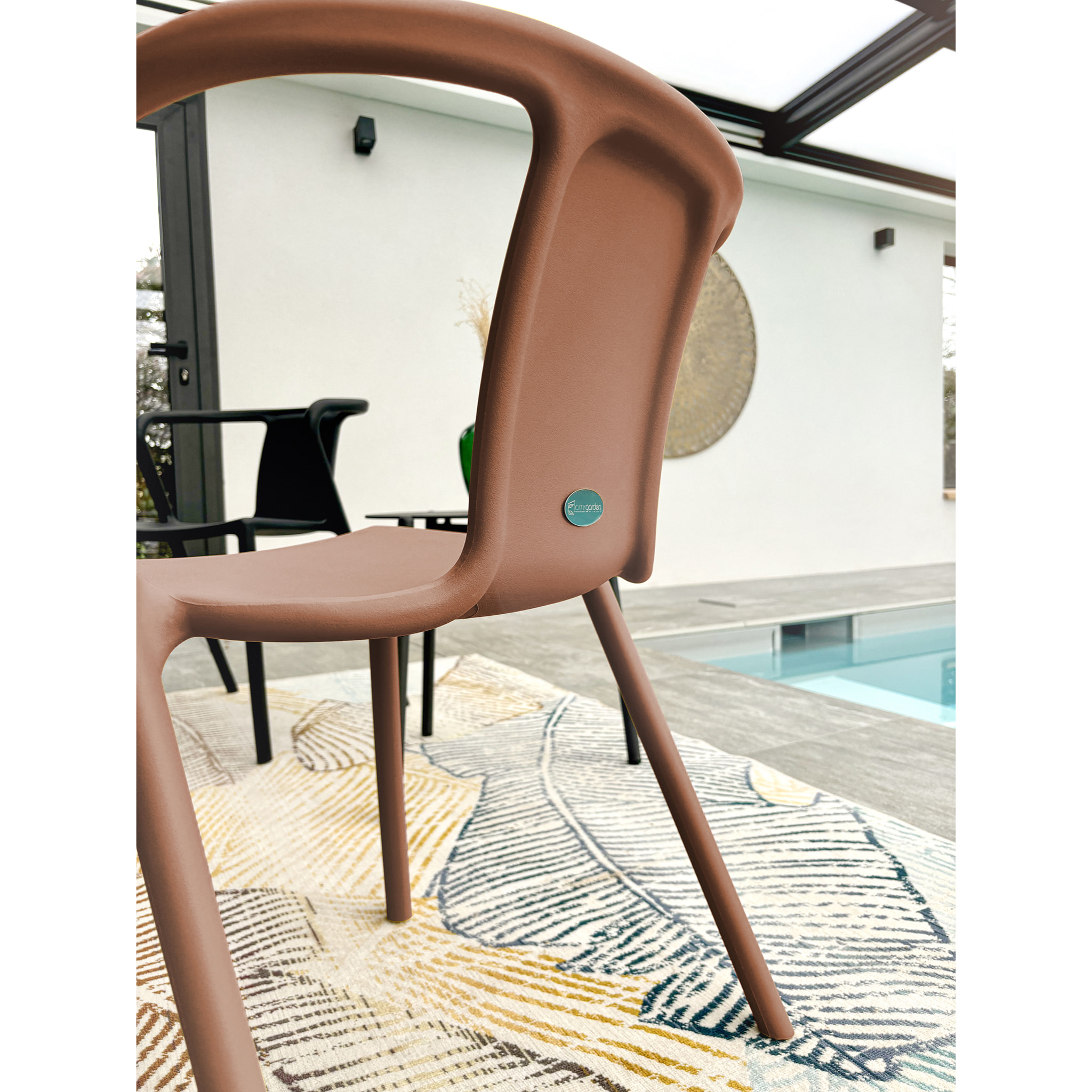 DIEGO - Fauteuil de jardin empilable en Polypropylène terracotta