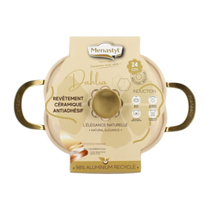 Faitout en aluminium recyclé beige 24cm en forme de fleur DAHLIA