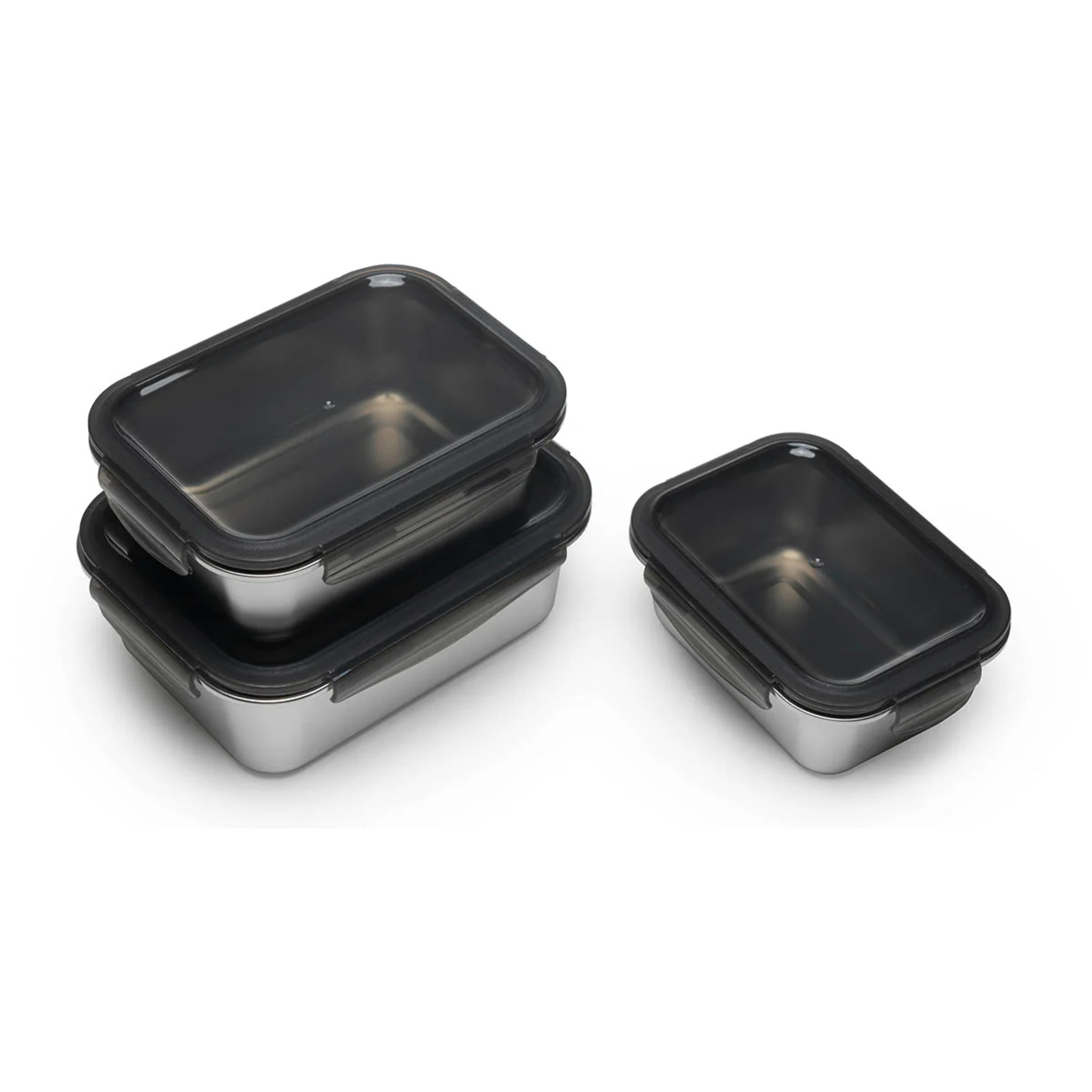 Lot de 3 boîtes rectangulaires en inox (800 , 200 et 1780 ml)