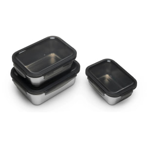 Lot de 3 boîtes rectangulaires en inox (800 , 200 et 1780 ml)