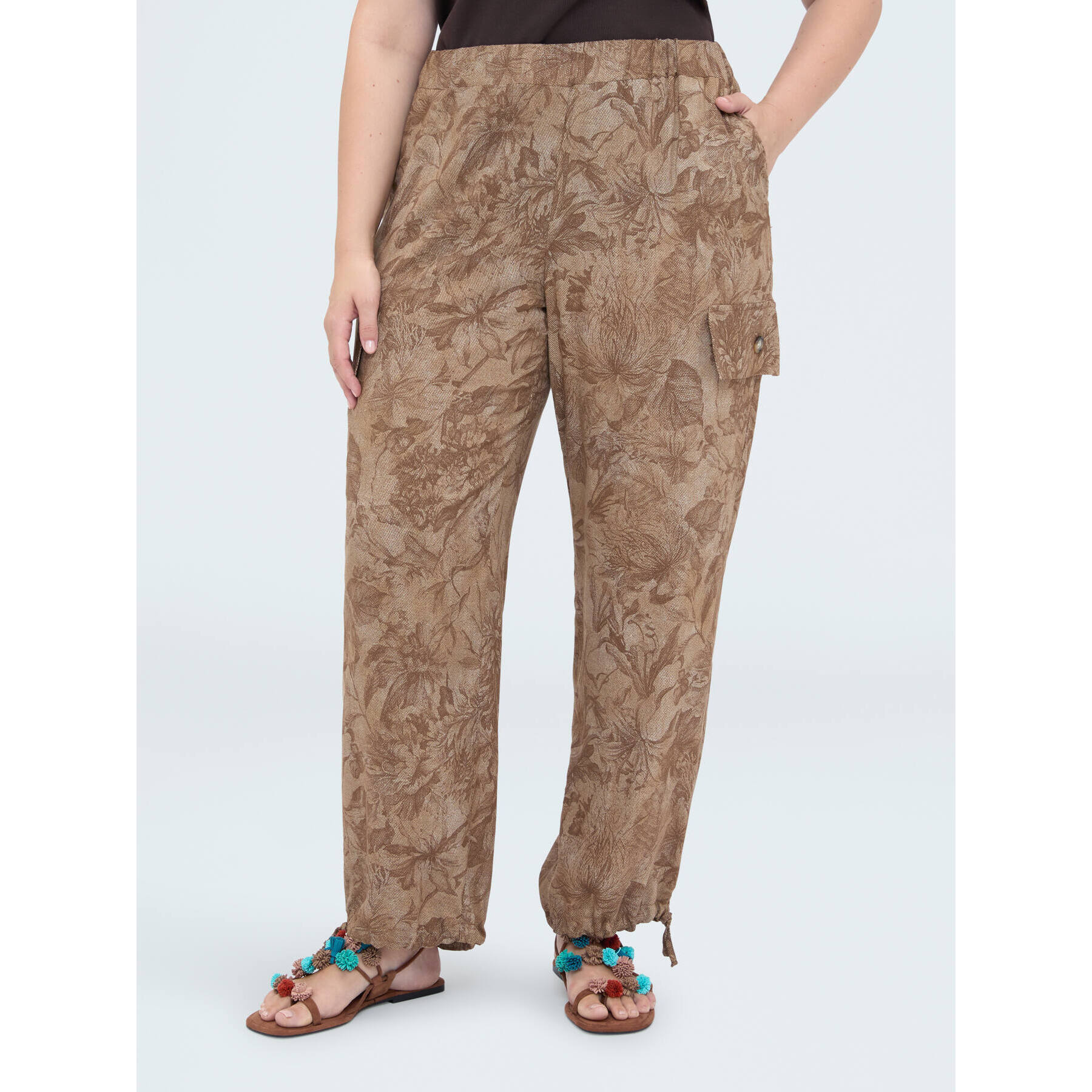 Fiorella Rubino - Pantaloni cargo con stampa - Beige