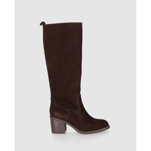 Botas de Serraje - Marron - Tacón: 5 cm