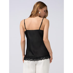 Oltre - Top lingerie in raso e pizzo - Nero