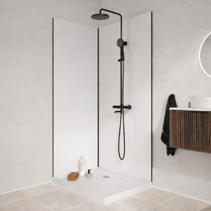 Pack 2 Panneaux Muraux en Aluminium Blanc 80+120x210cm + Profilés Noir - WALL'IT