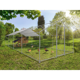 Enclos à poules 24 m² parc grillagé 8 x 3 x 2 M acier galvanisé