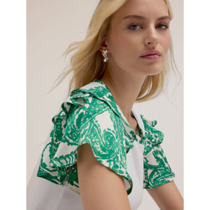 Motivi - Camiseta con mangas estampado paisley - Verde