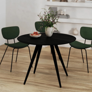 Table ronde 4 personnes en bois de frêne plaqué noir D105 cm - Liwa
