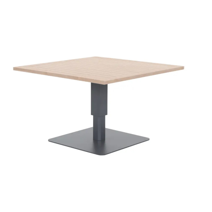 Table de jardin relevable carrée "Salimia" graphite & honey 110 x 110 x 69cm en aluminium