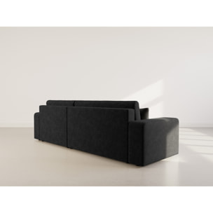 Nicole - Canapé d'angle réversible 5 places convertible avec coffre en tissu - Gris Anthracite