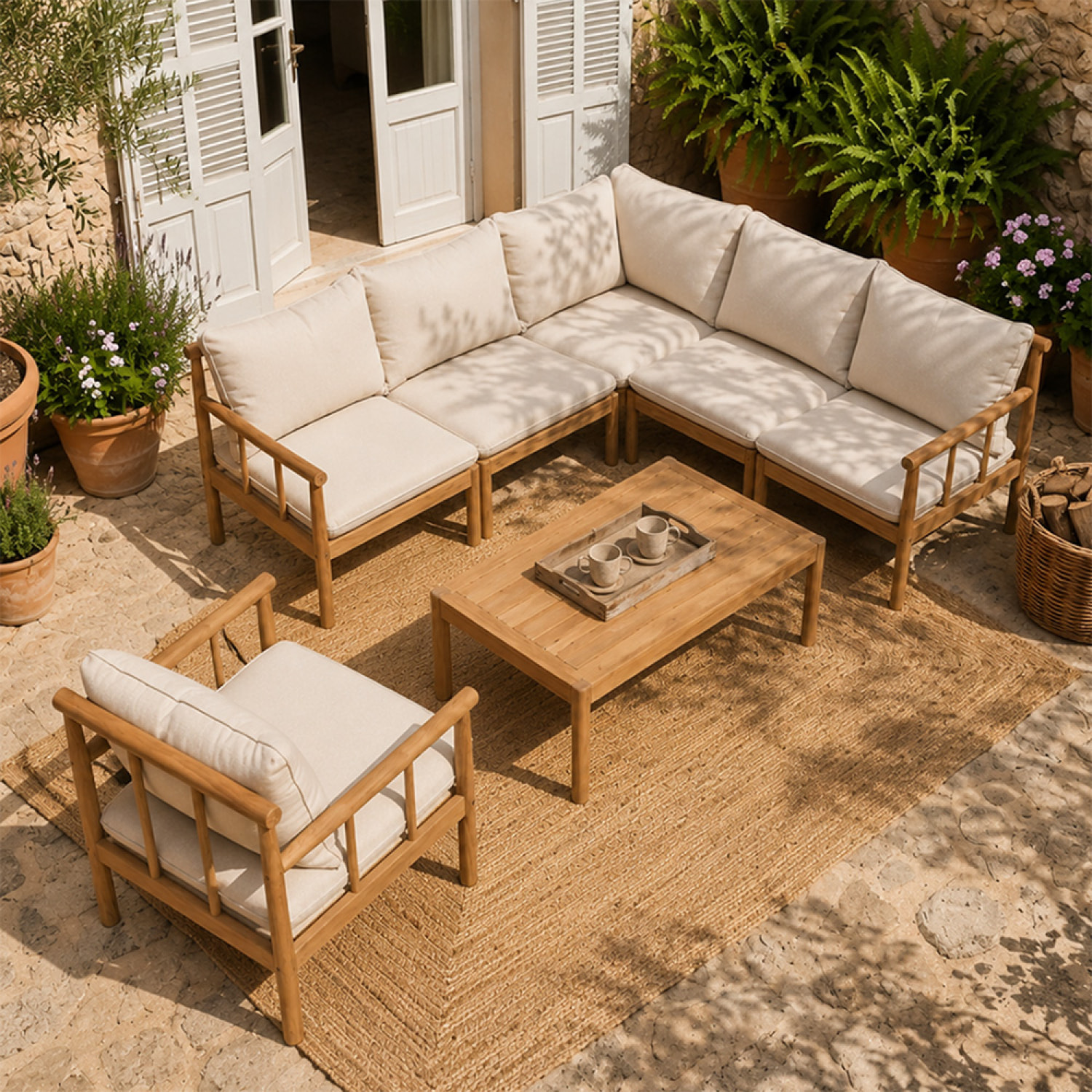 Salon de jardin 6 places en bois d’acacia certifié FSC NAKHON