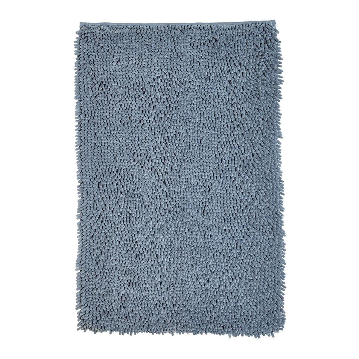 Tapis de bain mèche uni ESSENTIAL bleu ardoise