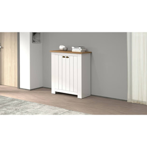 Scarpiera Adriatica, Porta scarpe salvaspazio a 2 ante, Armadio multifunzione da ingresso, 84x42h100 cm, Bianco e Rovere
