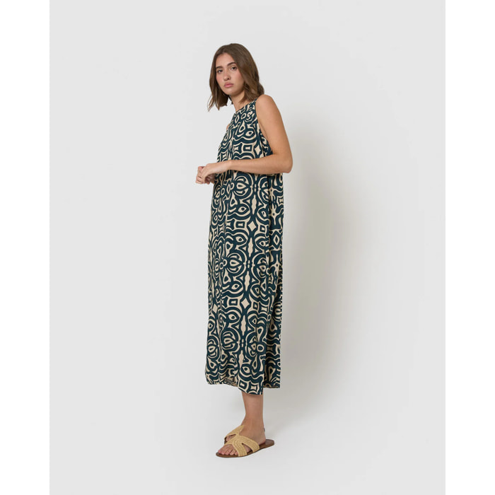Vestido largo viscosa taissa azul