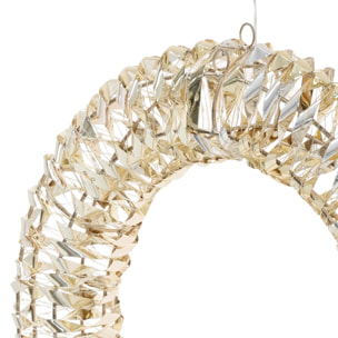 corona decorativa navideña con 50 micor luces led en blanco cálido 30cm