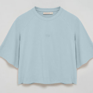 Maglietta blu chiaro Danae con logo ricamato