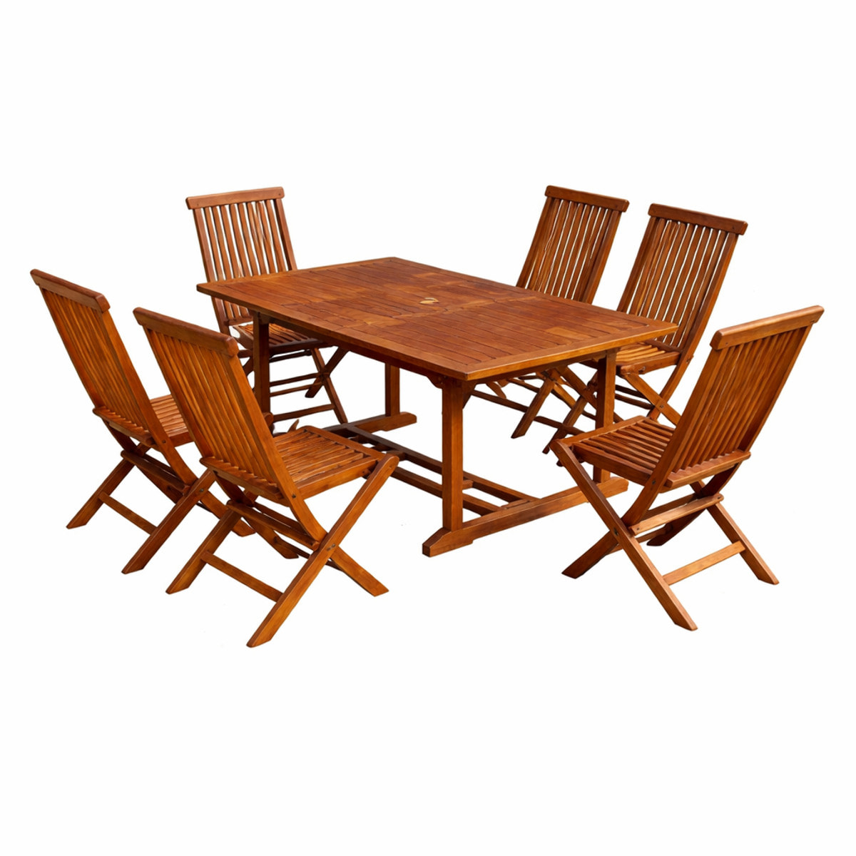 Table de jardin rectangulaire et 6 chaises en teck huilé NARRA