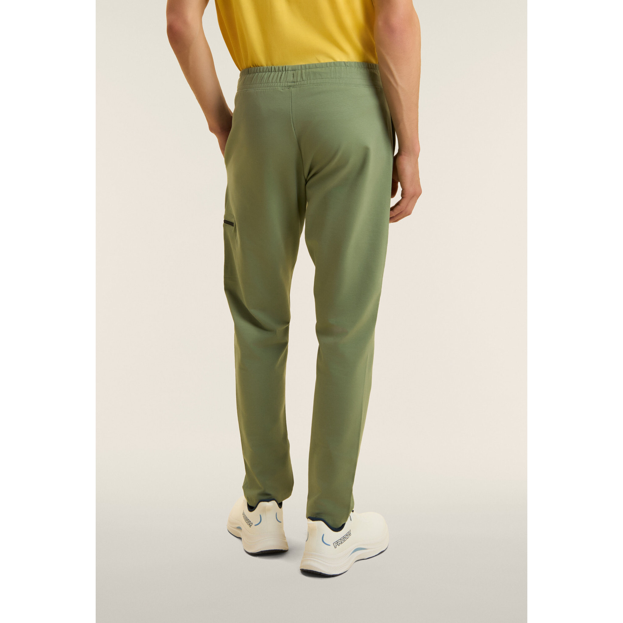 Pantaloni sportivi gamba dritta con tasca laterale e logo
