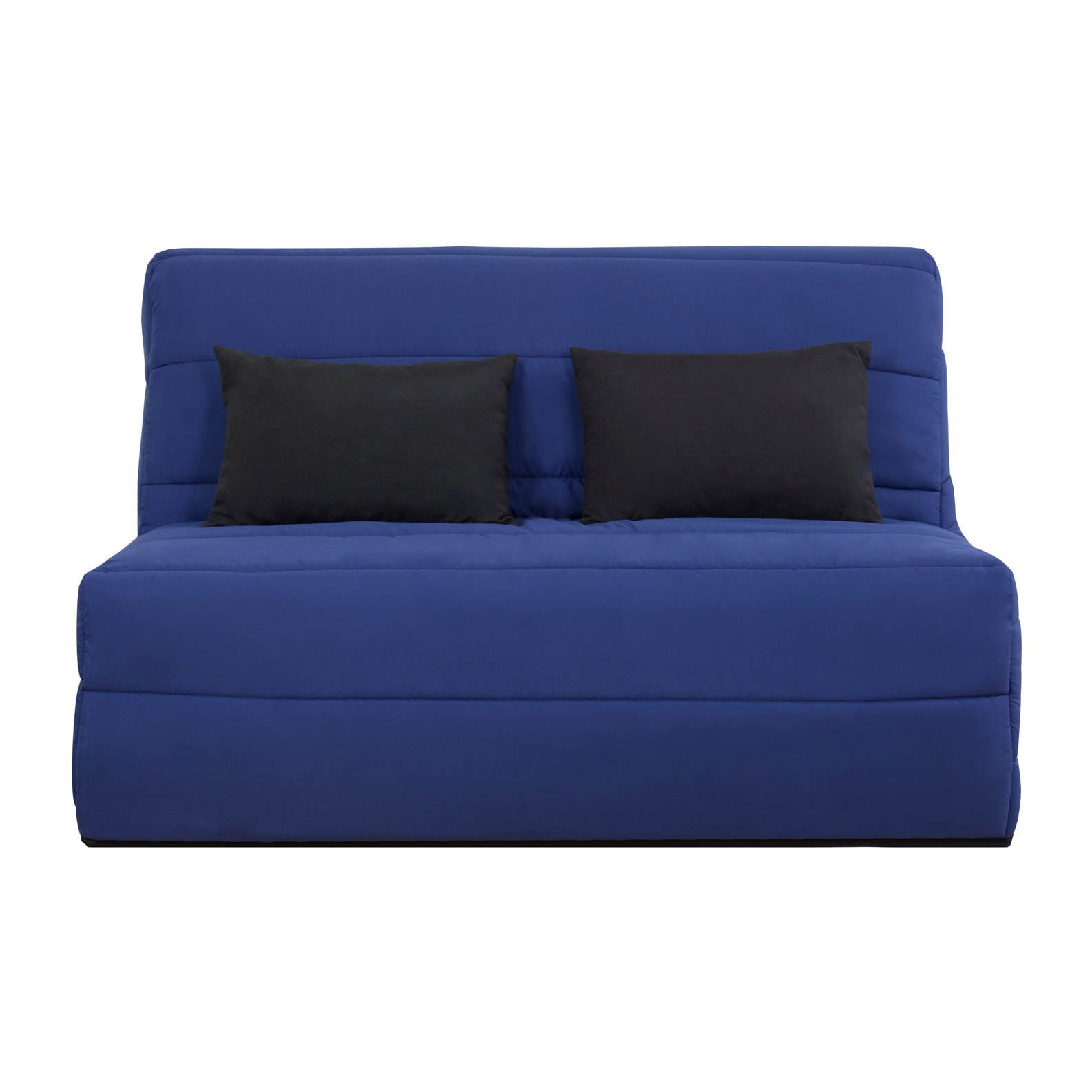 Banquette convertible Salma, matelas Simmons, 140 x 190 cm, 2 coussins offerts, marine