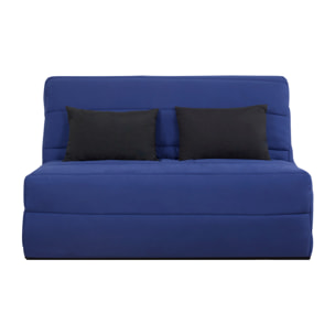 Banquette convertible Salma, matelas Simmons, 140 x 190 cm, 2 coussins offerts, marine