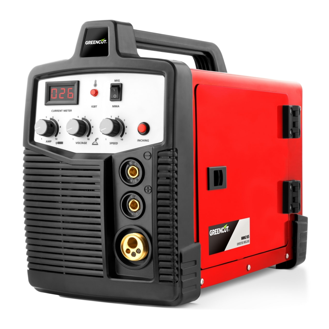 Soldador inverter de hilo continuo potencia de 25A-185A, soldadora 2 en 1 MIG-MAG-MMA, tensión 230V - Greencut MMG185