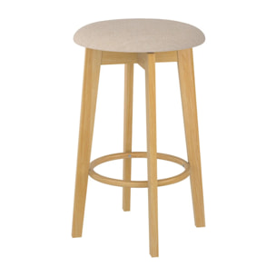 Lot de 2 tabourets pour îlot central 66 cm en tissu beige - Vahina