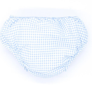 Cubrepañal de vichy azul. Elastico en la cintura y en las piernas.