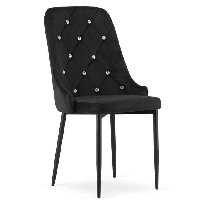Sedia Amore in velluto nero con cristalli decorativi