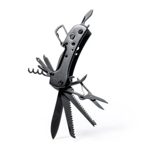 Coltello multiuso Komit con accessori in acciaio inossidabile e manico in alluminio. Con 13 funzioni.