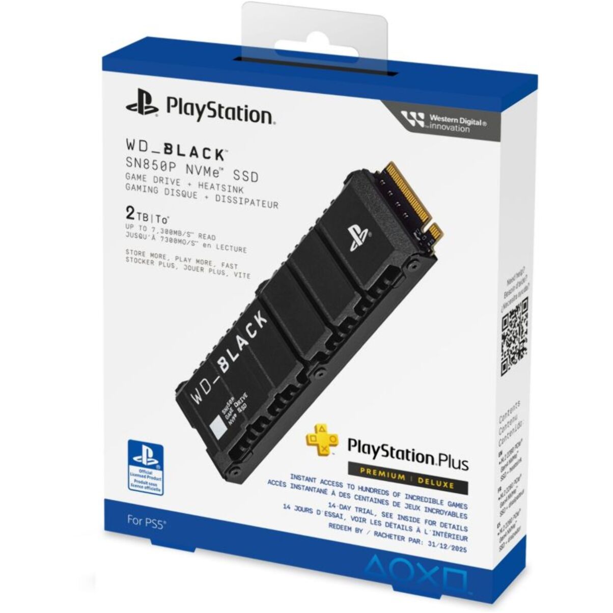 Disque dur SSD interne WESTERN DIGITAL BLACK SSD SN850P 2TB PS5