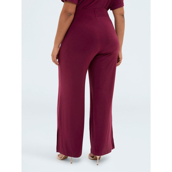 Fiorella Rubino - Pantalones Wide Leg de punto - Burgundy