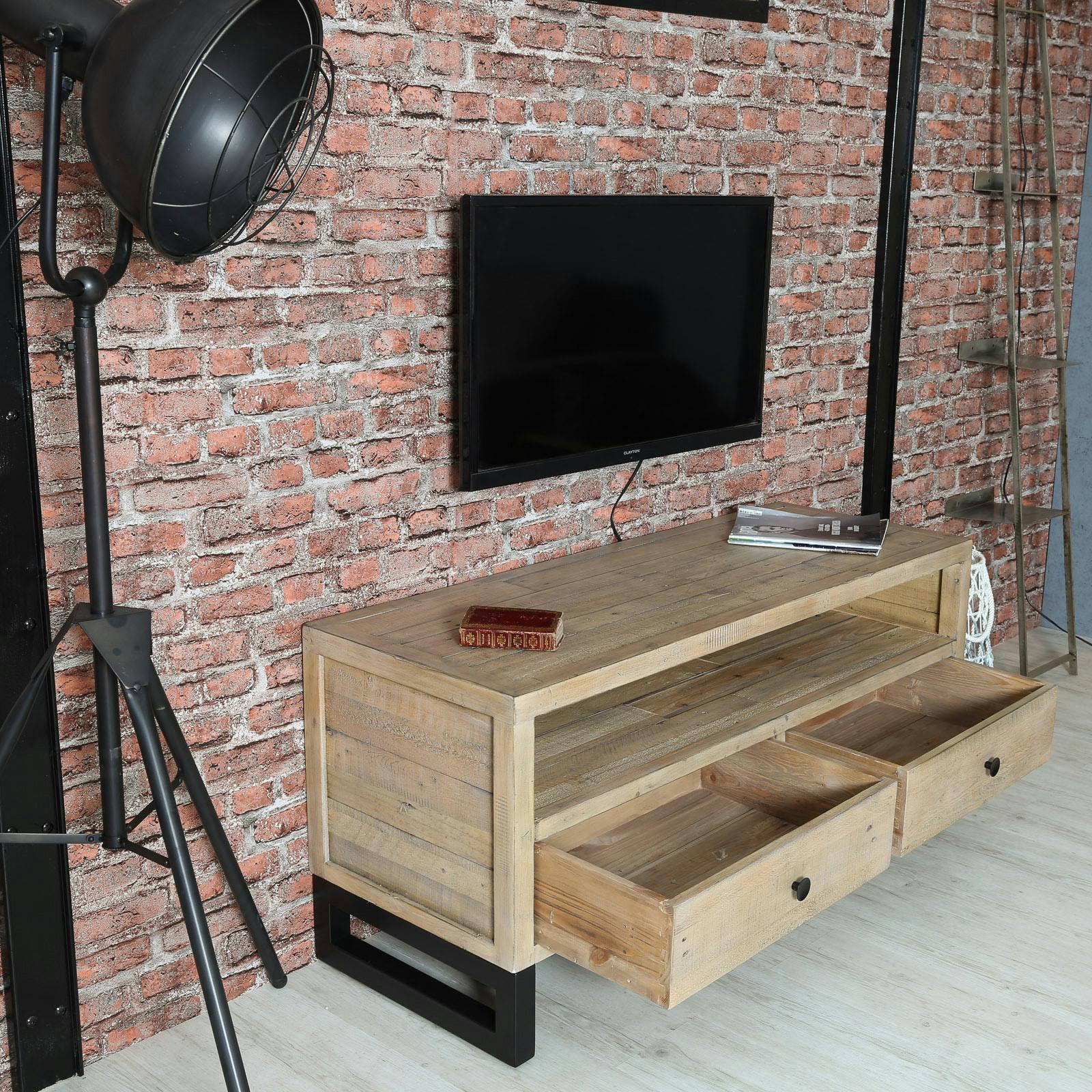 Meuble TV 120 cm bois recyclé AUCKLAND
