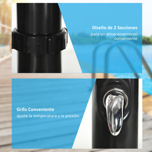 Ducha Solar de Jardín 20L Ducha Exterior con Cabezal de Ducha Redondo Grifo Agua Caliente Máx. 60„ƒ y Ducha para Pies para Piscina Patio Playa 15,5x15,5x222 cm Negro